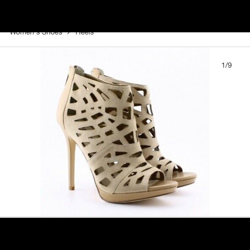 Sam Edelman caged taupe heels EUC - Picture 2 of 8